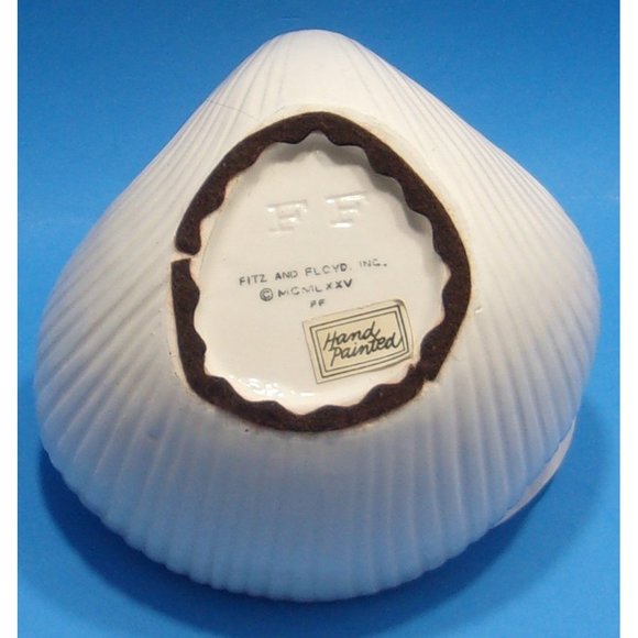 Fitz & Floyd Hand Painted Clam Shell Lidded Jewelry/Trinket Box Dish 5 1/4" - Picture 7 of 10